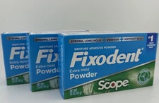 Fixodent Extra Hold Powder Plus Scope Denture Adhesive Powder - (3-Pack)