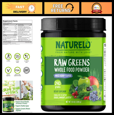 Raw Greens Superfood Powder 240g - Mixed Berry, Boosts Energy & Immunity, Detox
