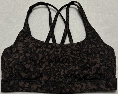Lululemon Energy Bra Sports Bra B D Cup Brown Wild Camouflage Womens Size 6