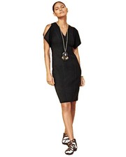 Elie Tahari Black Cold Shoulder V Neck Sheath Dress Womens 4 NWT Elegant