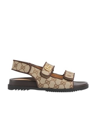 NEW* Gucci GG logo monogrammed brown canvas sandals sz 37.5 $1,200