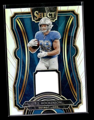 T.J. Hockenson: 2019 Select Rookie Swatches Prizm Rookie Jersey Card /99 #RS-13