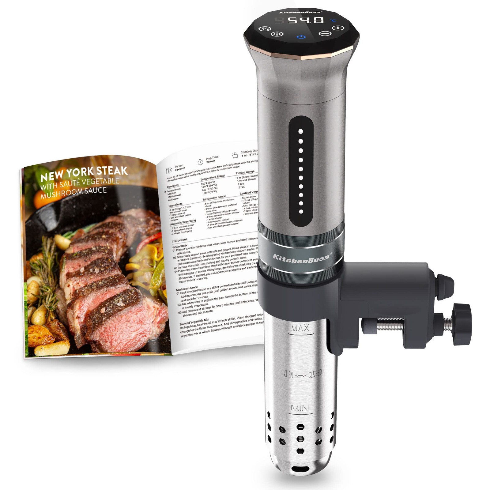 KitchenBoss Sous Vide Cooker Ultra-Quiet Immersion-Circulator: Stainless Steel |