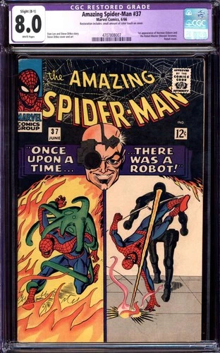 AMAZING SPIDER-MAN #37 CGC 8.0 WHITE PAGES R // 1ST APPEARANCE OF NORMAN OSBORN