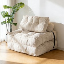 Faltbares Schlafsofa Kordstoff Umwandelbarer Schlafsessel mit Rückenlehne&Kissen