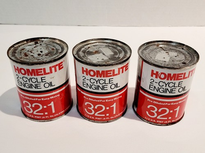 #ad VTG 3 FULL METAL HOMELITE 2 CYCLE ENGINE OIL 32:1 8 OZ EACH $22.00