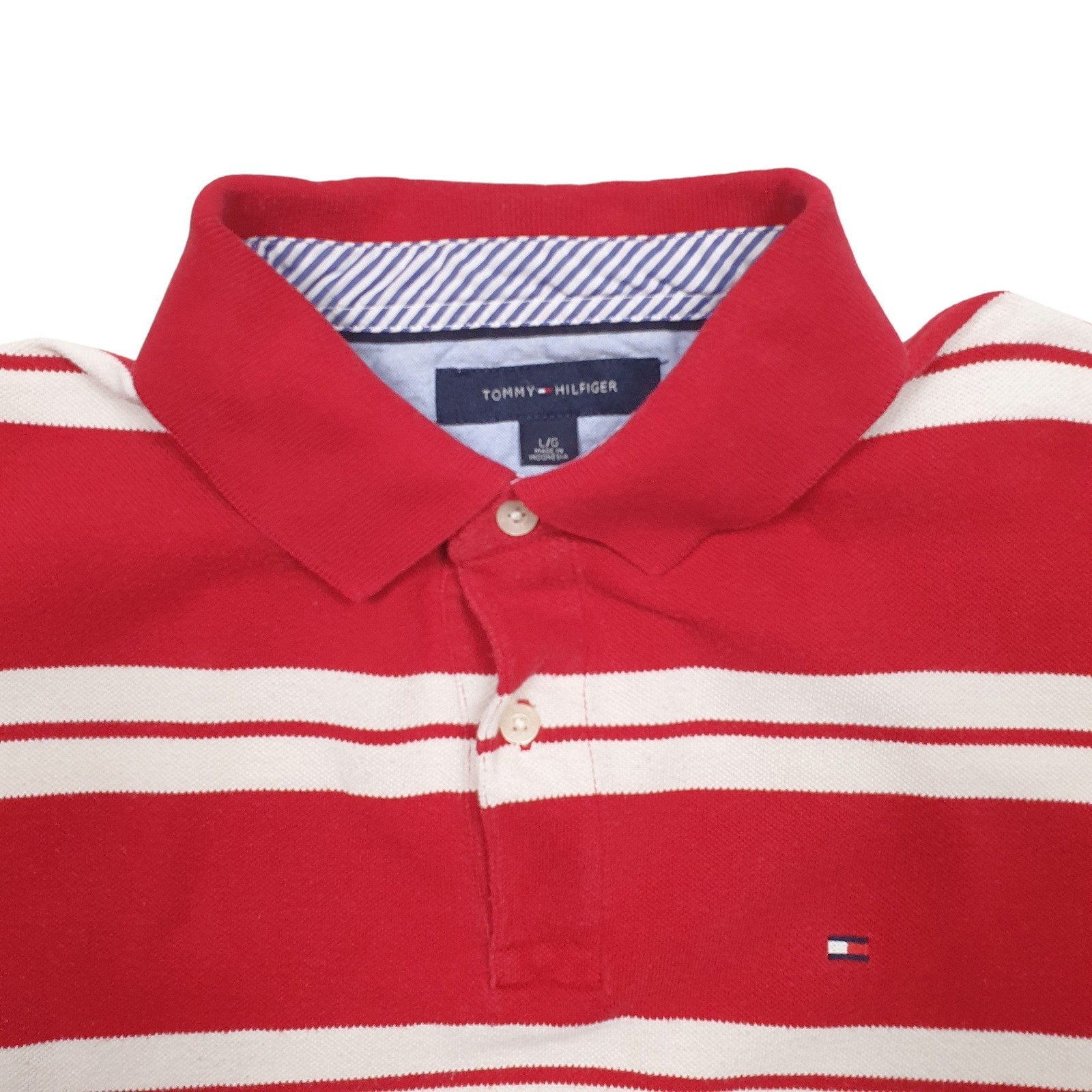 TOMMY HILFIGER Red Polo Shirt Short Sleeve Cotton Mens L image 3