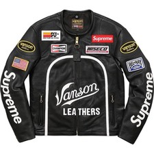Supreme Vanson Leathers Mens Black Biker Jack...
