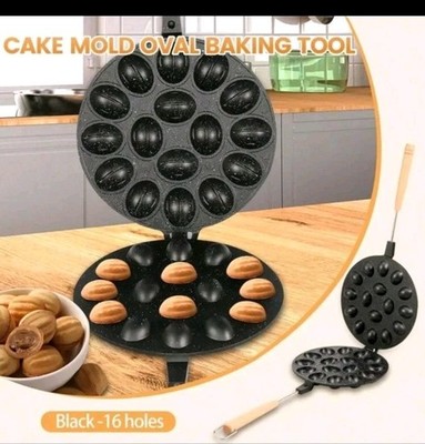 1pc 16-Cavity Oval Baking Mold, Suitable For Gas Stove, Walnut...