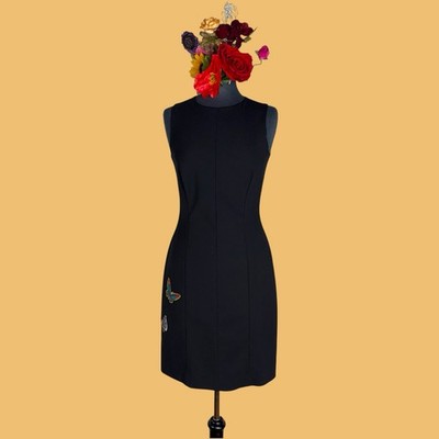 Reworked Giorgio Armani Sleeveless Black Dress with Butterfly Detail