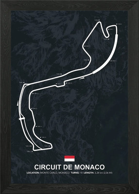 MONACO CIRCUIT Gerahmtes Wandbild Poster Leinwanddruck Bild