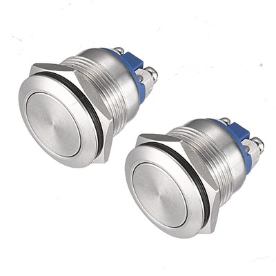 Push Button Switch 19mm Momentary Waterproof Stainless Steel Metal Flat Top 1...
