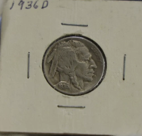 1936 D US Buffalo Nickel 5c XF