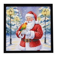 Caroline's Treasures Sun Conure with Santa Claus Framed Metal Print FNT1221MFP88