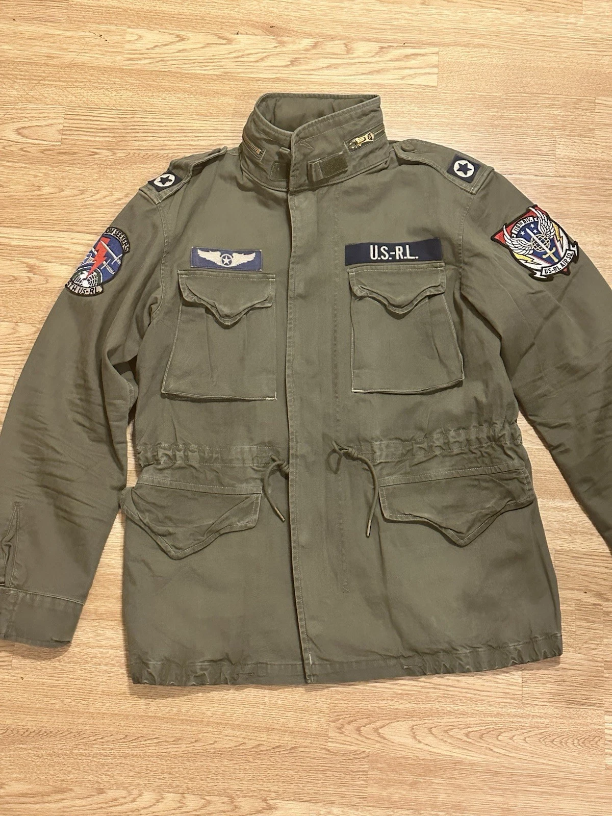 Polo Ralph Lauren Military Field Jacket Olive Green M65 Utility Patch Jacket NWT