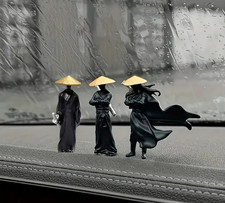 Car Dashboard Desk Décor Mini Samurai Statue Set Japanese Warrior 3PCS Ornament