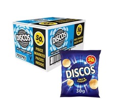 Discos Salt & Vinegar Flavour Crisps - 30 x 30g Packs - Fun Snacks