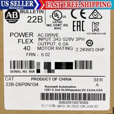 New 22B-D6P0N104 Allen-Bradley Powerflex 40 AC Drive 3.0Hp 2.2kW 22BD6P0N104