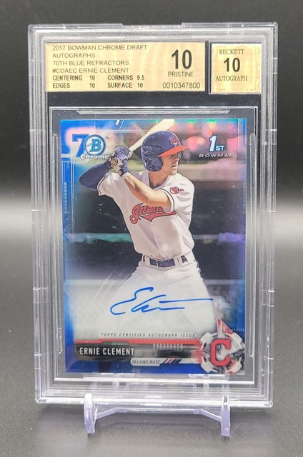 Ernie Clement 2017 Bowman Chrome Draft 70th Blue Refractor Autograph /70 BGS 10