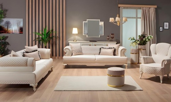 Stoffsofa Sofagarnitur Zweisitzer Sessel Couch 3Tlg Polstersofa Beige-image