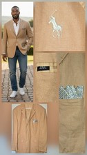 Giovanno Collezione Unom 100 Linen Blazer 48L 3 Button 2 Vent Pony Logo Jacket