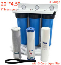 Whole House Water Filter System 20'' x 4.5'' Triple Big Blue 3 Stages + Gauge AU