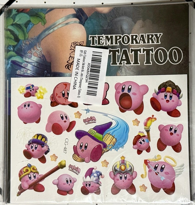 NEW! Sheet of KIRBY Temporary Tattoos Nintendo HAL Laboratory