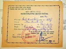 VC / NLF Quyết Thắng Medal Citation - Security Unit Leader- Vietnam War - Q.103