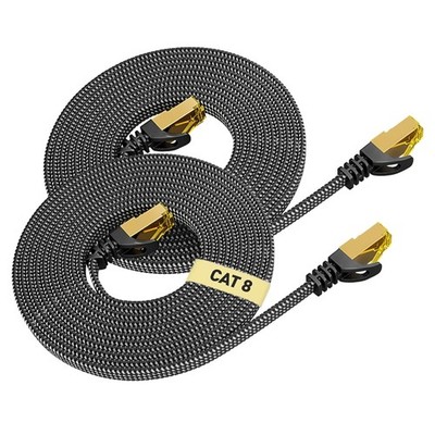 Ethernet Kabel Cat8 1m 2 Stück Flach Highspeed 40Gbps Netzwerkkabel Rj45