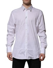Dolce & Gabbana White GOLD Long Sleeve Dress Formal Men's Shirt