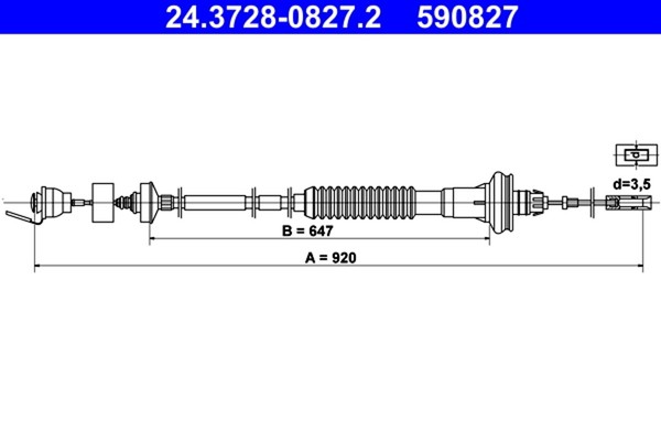 Kupplungsseil Kupplungszug ATE 24.3728-0827.2 FüR CC Peugeot 2A 2E SW 2D 206 Van-image