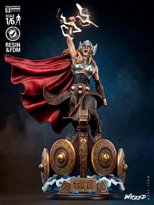 3D gedruckte 16K Wicked - The Mighty Thor Statue unbemalt Fan Made Maßstab 1:6