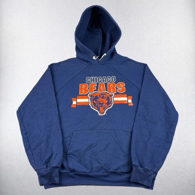 Vintage Chicago Bears Hoodie Mens Large Garan NFL Pullover Raglan Sweatshirt 80s