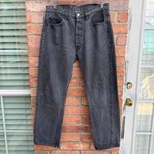 Vintage Levi's Black Denim Button Fly Jeans 501 34x30 Actual 33x28 Made USA 80s
