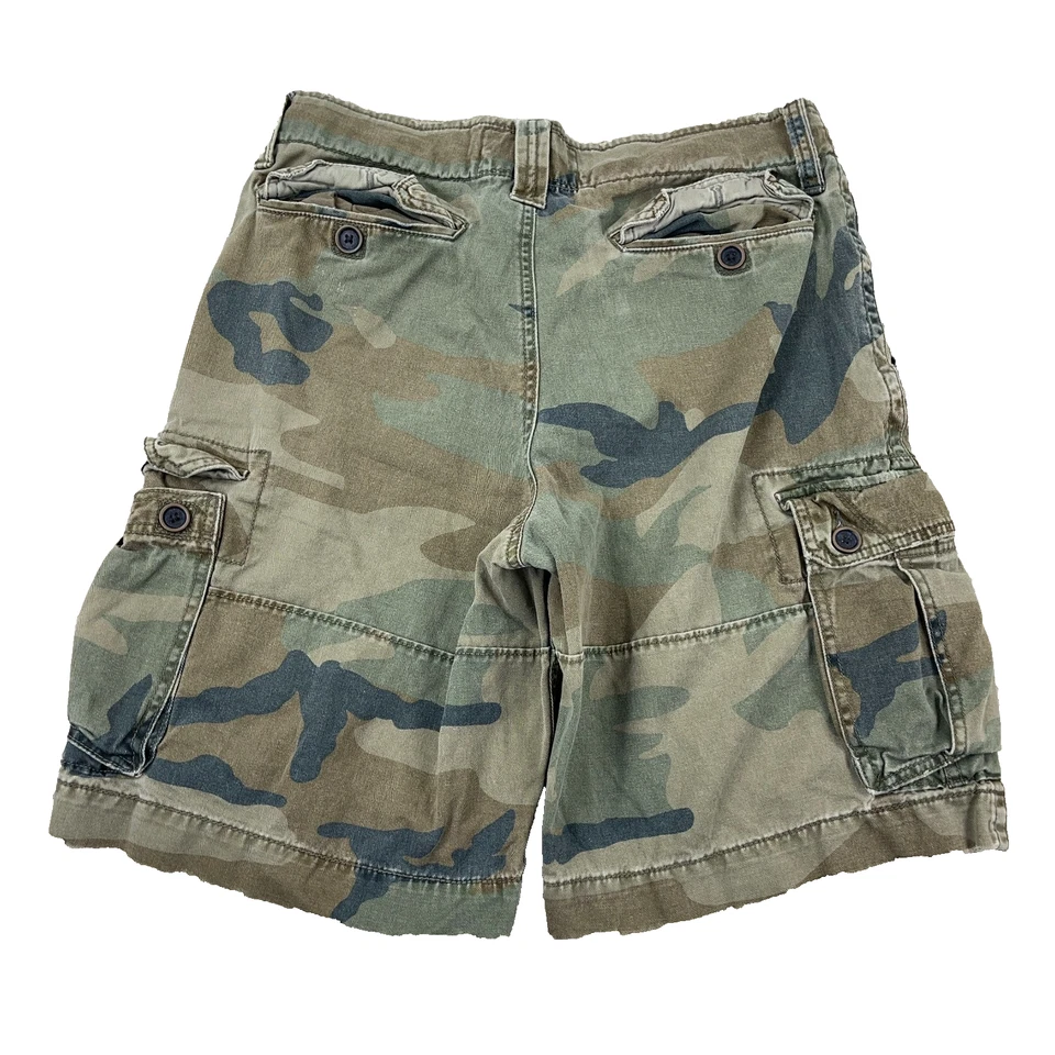 Vintage Y2K American Eagle Cargo Shorts Men 32 Green Camo Army Military Skate - Image 2 of 4
