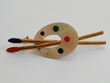 50er Jahre Modeschmuckbrosche Farbpalette mit...