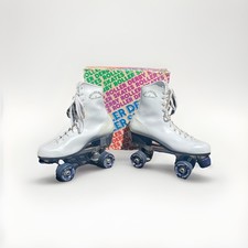 Roller Derby Roller Star Quad Skates Women s 10 White Blue Wheels Retro