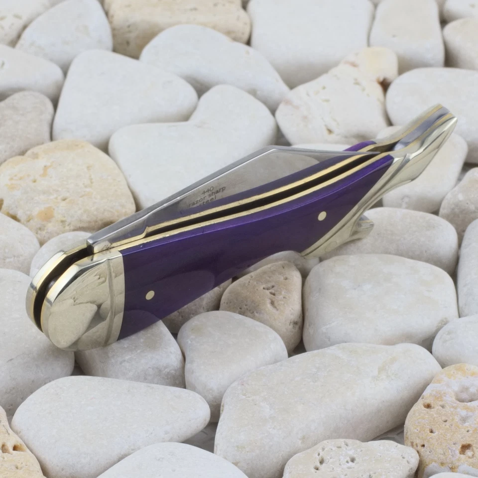 Rough Ryder Small Leg Knife RR1271 Purple Smooth Handles Single Folding Blade - Image 2 of 4