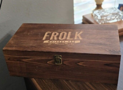 Frolk Whiskey Set Empty Wooden Gift Box Storage Decoration Bar Decor