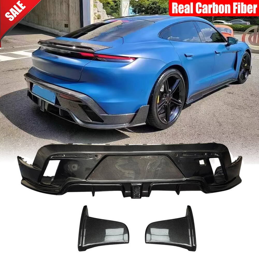 For Porsche Taycan Turbo S 2019-2024 Real Carbon Rear Bumper