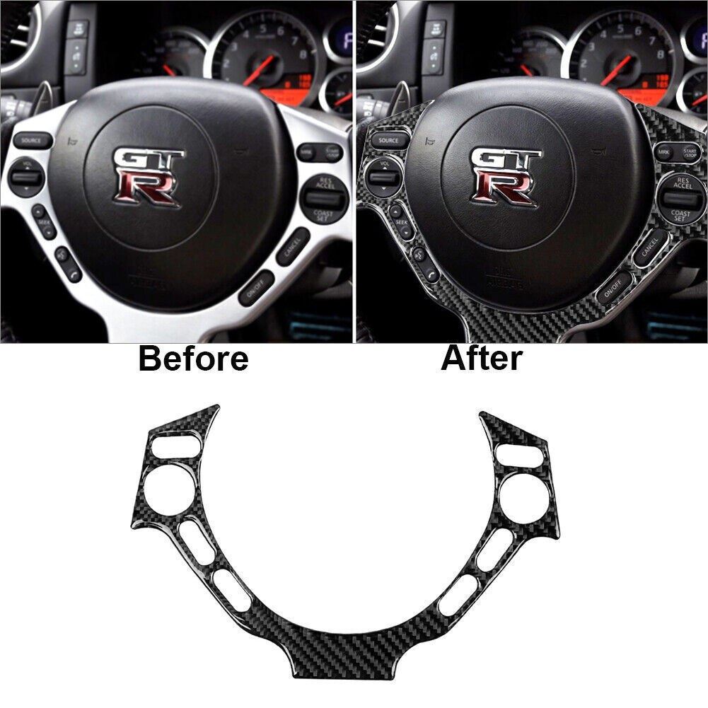 Carbon Fiber Steering Wheel Button Cover Trim For Nissan GT-R R35