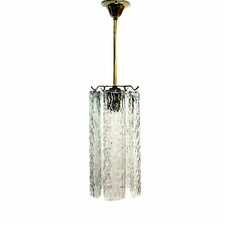 Vintage 1960s Venini Murano Italy textured glass pendant lamp design T. Zuccheri