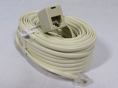 50 FT Feet RJ11 4C Modular Telephone Extension Phone Cord Cable Line w/ coupler