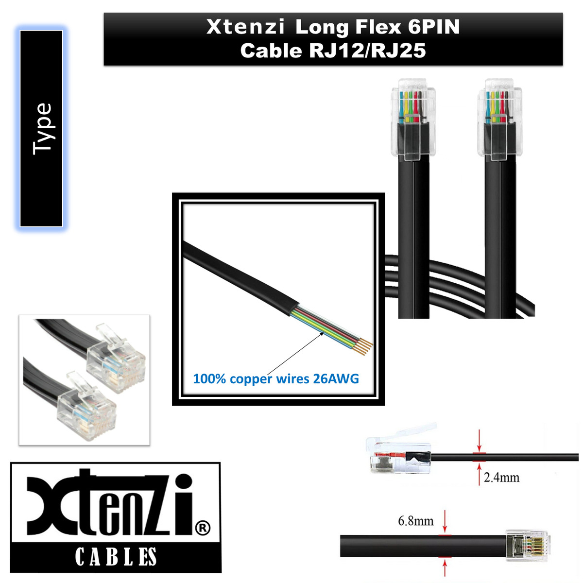 Xtenzi 6Pin Remote Bass Knob 15 FT Flex Cable for Kicker IX Xtenzi 6Pin Remote Bass Knob 15 FT Flex Cable for Kicker IX