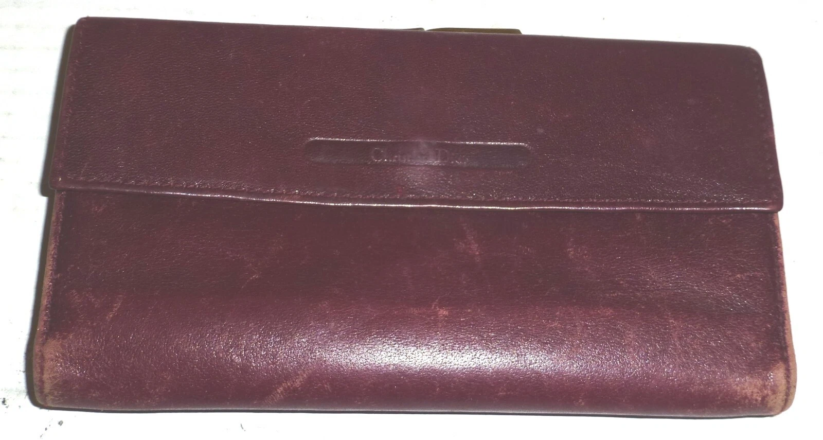 Portefeuille vintage Christian Dior en cuir avec fermoir et fermeture bouton pression LIRE