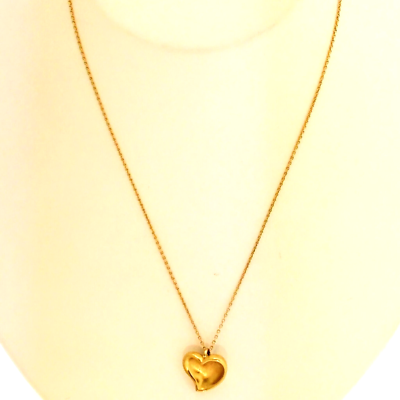 Tiffany & Co. Elsa Peretti Necklace, Solid 24KY Heart, 18KY