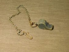 VINTAGE MADE IN USA METAL POLICE WHISTLE ON CHAIN