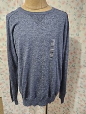 SONOMA, MEN'S NEW BLLUE COTTON BL LONG SLEEVE CREW NECK HEATHERED SWEATER SZ XXL