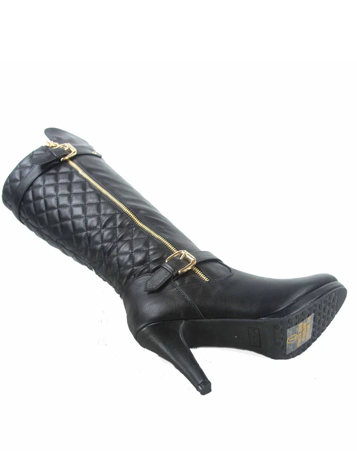 Mujeres Sexy Zapatos de Bota de Tacón Alto Bajo con Cremallera Media Pantorrilla Hasta la Rodilla Talla 5-10 NUEVO  Foto 3 de 4