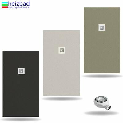 Duschwanne Mineralguss Rutschfest Bad Weiß Anthrazit Creme B:70-120 L:70-200cm